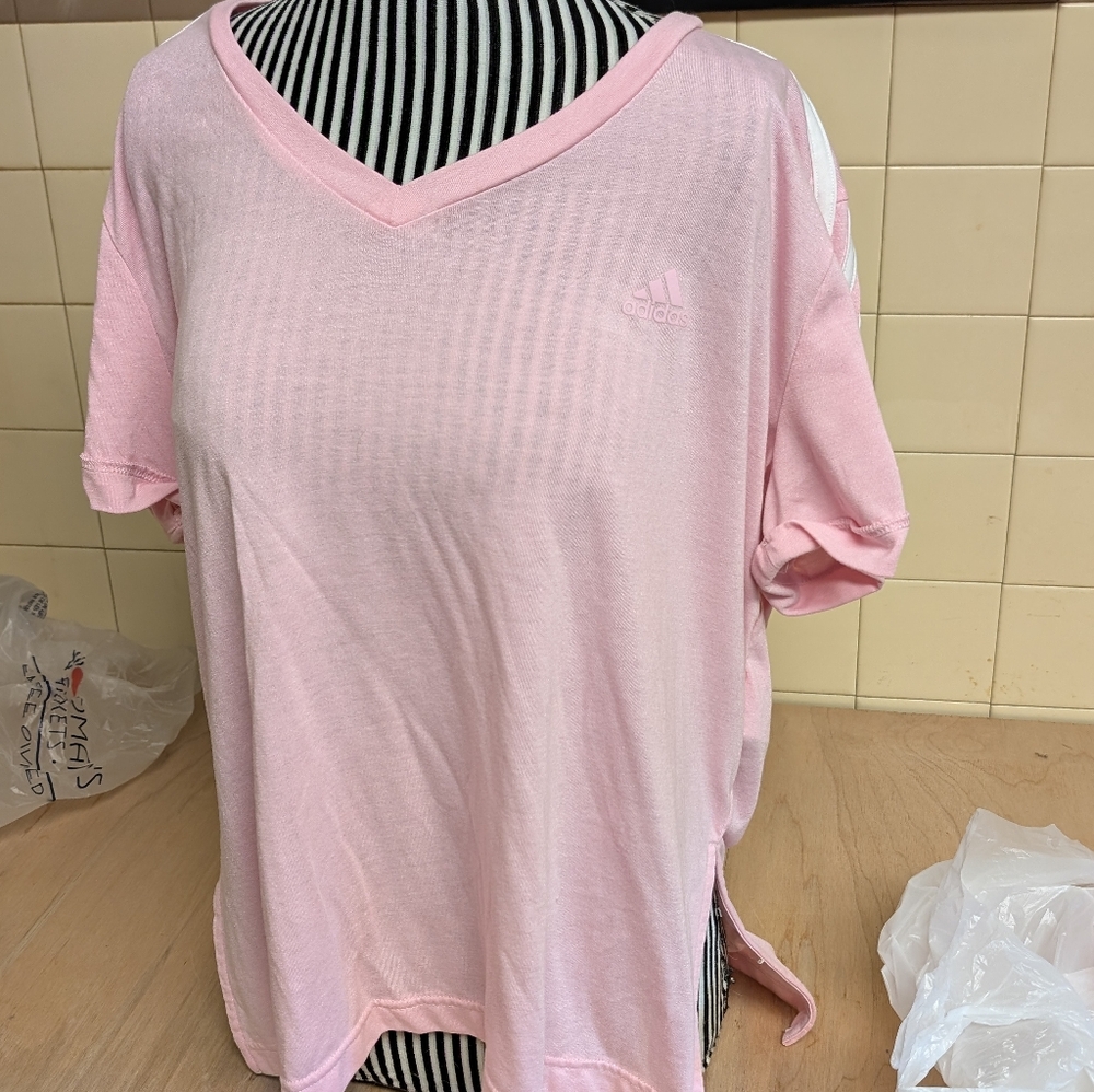 Adidas's Woman's Pink Striped Tee